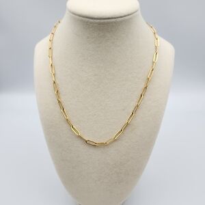 Elegant Gold Tone Paperclip Chain Necklace